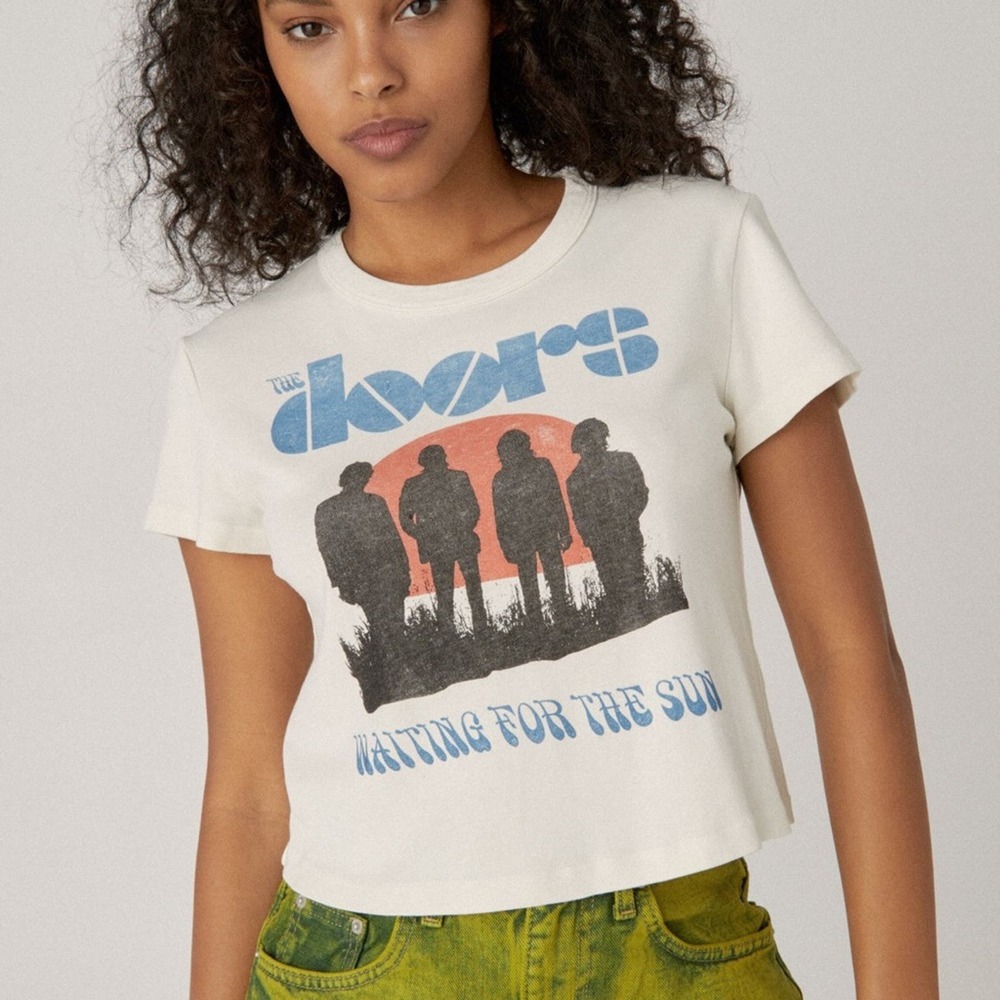 FREE PEOPLE NWOT The Doors Waiting For The Sun Shrunken Band Tee L Daydreamer